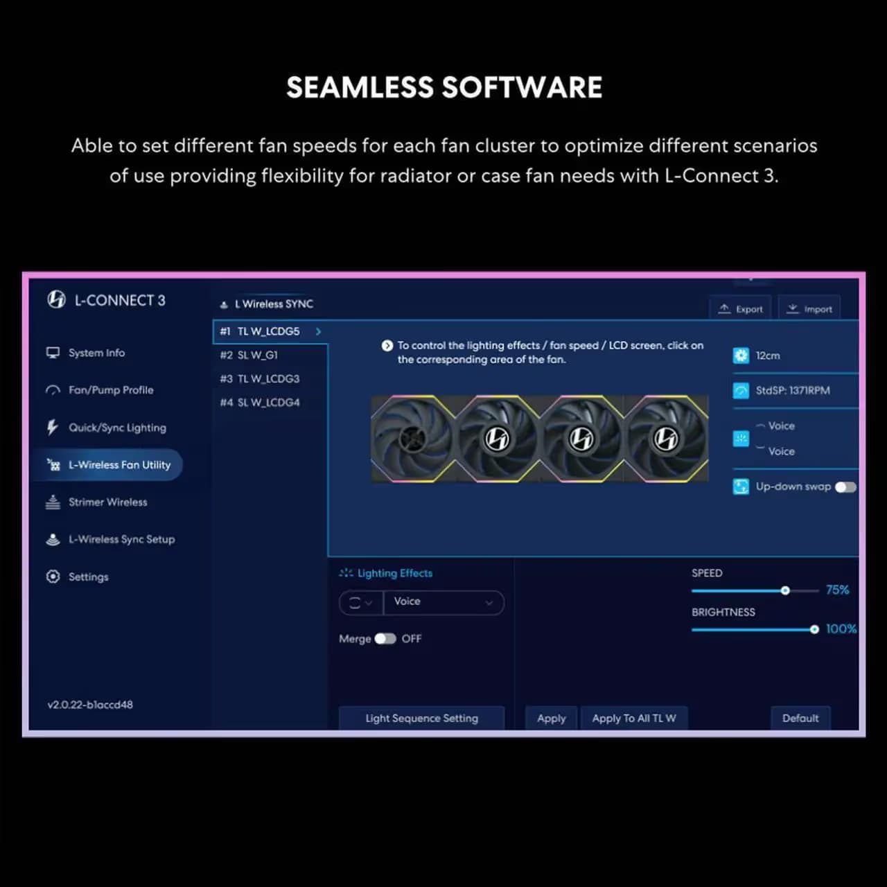 Lian Li UNI FAN TL Wireless 120mm Black Reverse PWM RGB image
