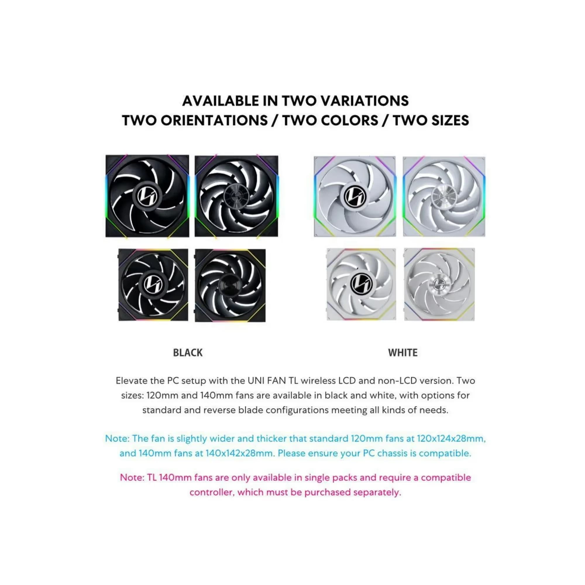 Lian Li UNI Fan TL Wireless Reverse 140mm Black RGB image