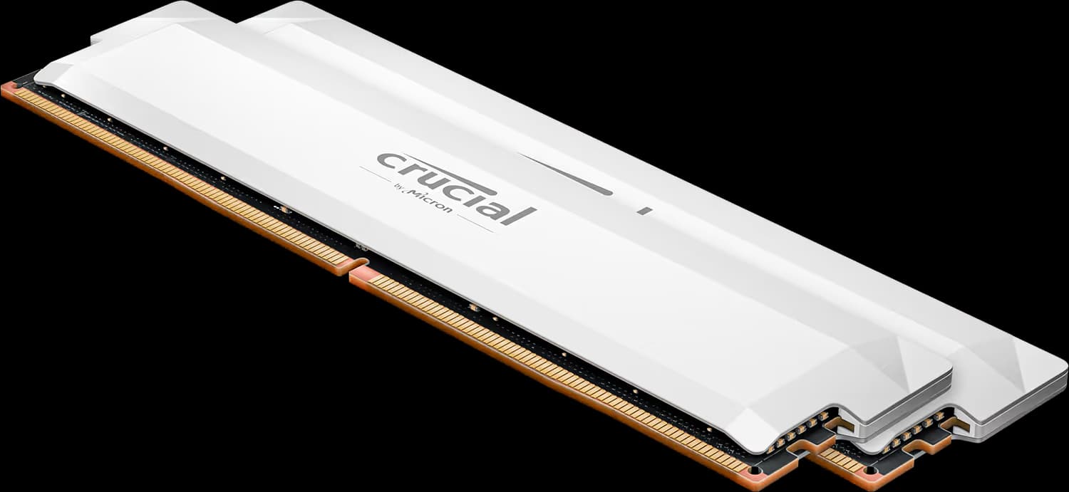 Crucial Pro DDR5-6400 CL38 32GB Kit (16GBx2) UDIMM: OC Gaming Memory White image
