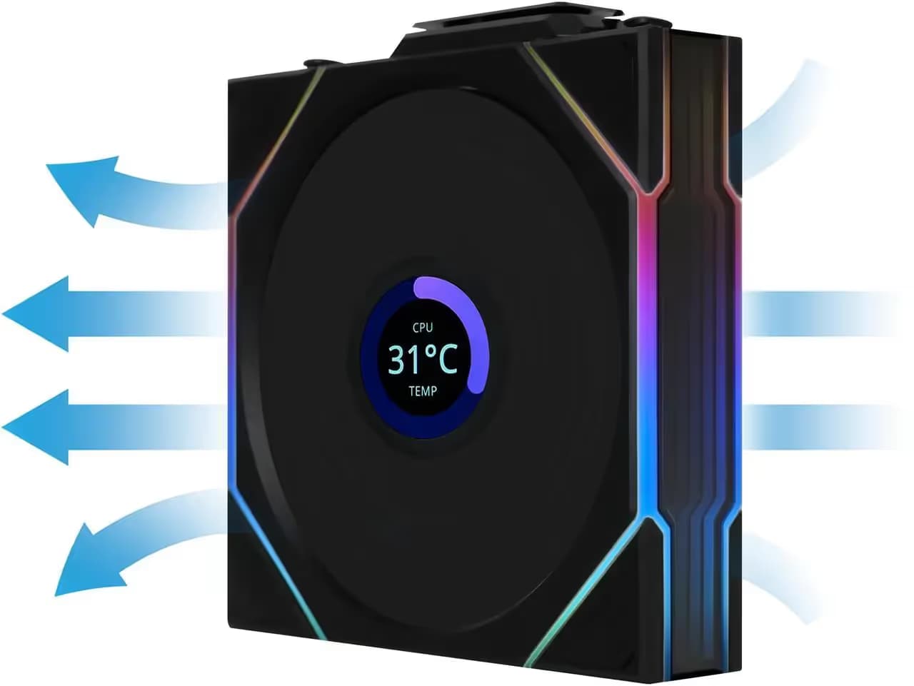  Lian Li UNI FAN TL120 LCD Wireless 120mm Black Reverse Blade image