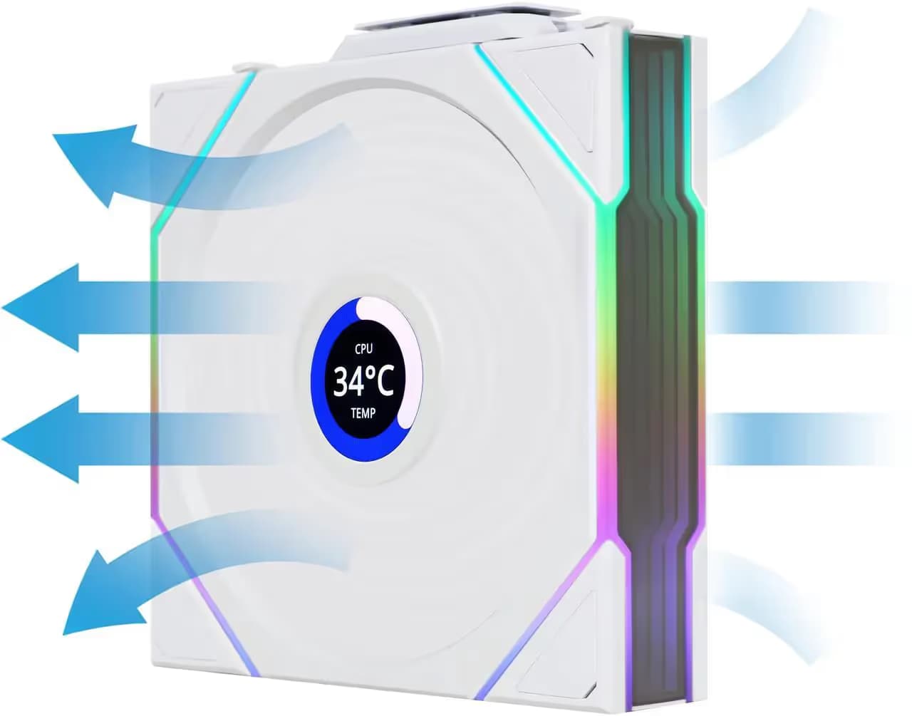  Lian Li UNI FAN TL120 LCD Wireless 120mm White Reverse Blade image