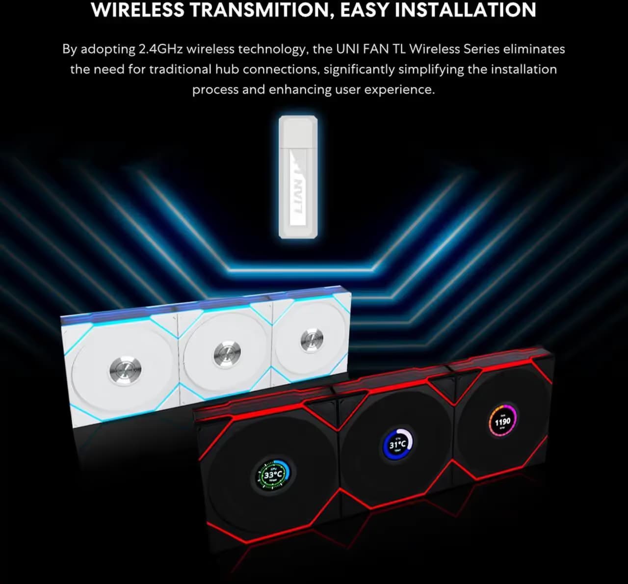 Lian Li UNI FAN TL140 LCD Wireless 140mm Black image