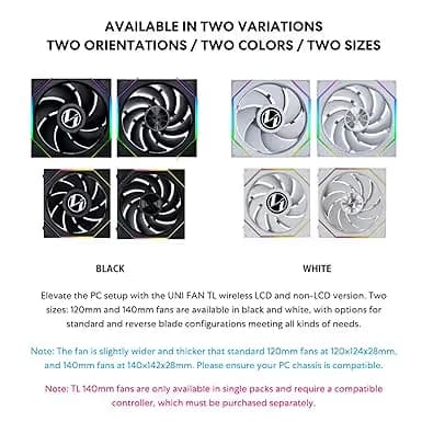 Lian Li UNI FAN TL WIRELESS LCD 140mm REVERSE BLADE White image