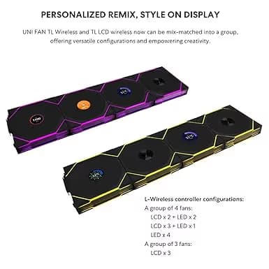 Lian Li UNI FAN TL WIRELESS LCD 140mm REVERSE BLADE White image