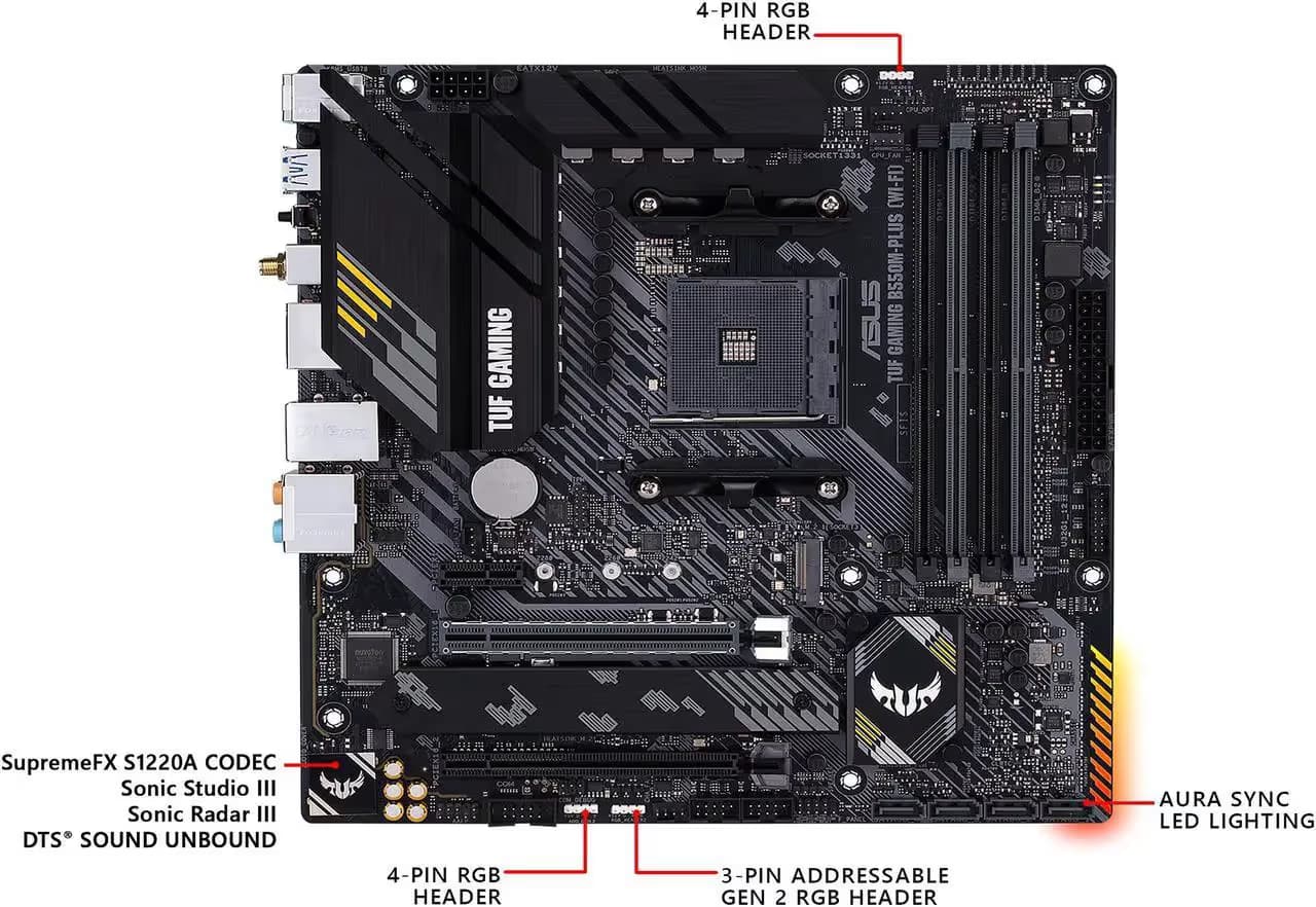 ASUS TUF Gaming B550M-PLUS AM4 Micro ATX Motherboard image