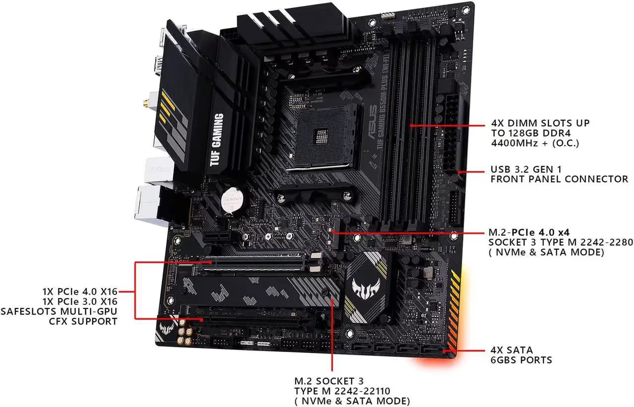 ASUS TUF Gaming B550M-PLUS AM4 Micro ATX Motherboard image