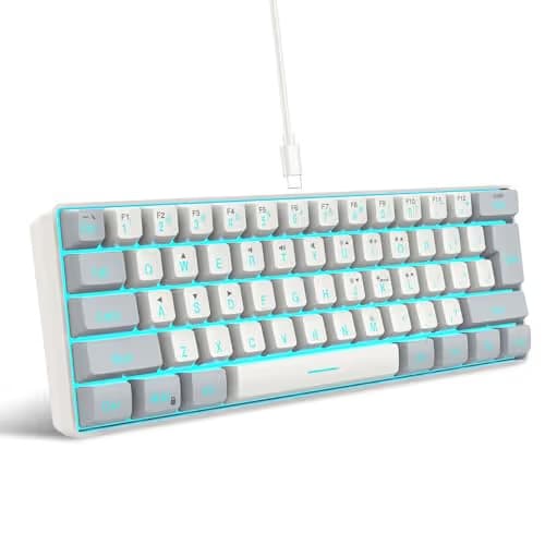 Snpurdiri 60% Wired Gaming Keyboard, 61 Keys RGB Backlit Small Gaming Keyboard for PC/Mac Gamer, Typist, Travel, Easy to Carry on Business Trip(Grey-White) main image
