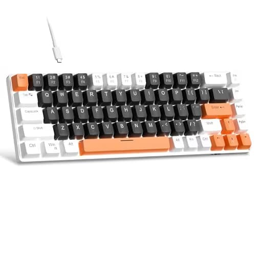 MageGee Portable 60% Mechanical Gaming Keyboard, MK-Box LED Backlit Compact 68 Keys Mini Wired Office Keyboard with Blue Switch for Windows Laptop PC Mac - Black/White main image
