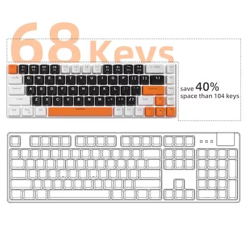 MageGee Portable 60% Mechanical Gaming Keyboard, MK-Box LED Backlit Compact 68 Keys Mini Wired Office Keyboard with Blue Switch for Windows Laptop PC Mac - Black/White image