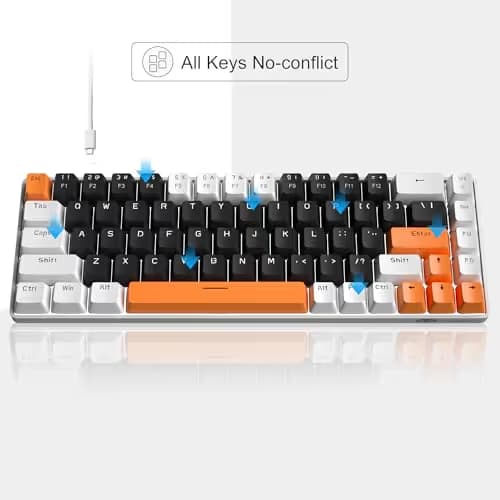 MageGee Portable 60% Mechanical Gaming Keyboard, MK-Box LED Backlit Compact 68 Keys Mini Wired Office Keyboard with Blue Switch for Windows Laptop PC Mac - Black/White image