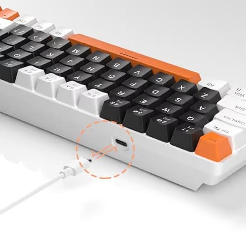 MageGee Portable 60% Mechanical Gaming Keyboard, MK-Box LED Backlit Compact 68 Keys Mini Wired Office Keyboard with Blue Switch for Windows Laptop PC Mac - Black/White image