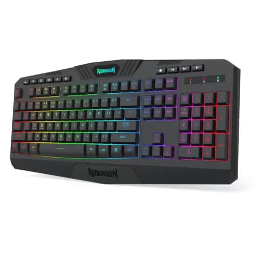 Redragon K503 Wireless Gaming Keyboard, 3-Mode (2.4G/BT/USB), RGB LED Backlit, Multimedia Keys, Fully Programmable Silent Membrane Keyboard with Wrist Rest for Windows PC Games (Black) image