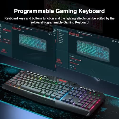 Redragon K503 Wireless Gaming Keyboard, 3-Mode (2.4G/BT/USB), RGB LED Backlit, Multimedia Keys, Fully Programmable Silent Membrane Keyboard with Wrist Rest for Windows PC Games (Black) image