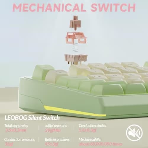 SOLAKAKA KI99 Pro Wireless Mechanical Keyboard Quiet Switch,Hot Swappable Pre-Lubed Switches Silent Keyboard with RGB Backlit,Gasket Structure Computer Gaming Keyboards(GreenWhite, Silent Switch) image
