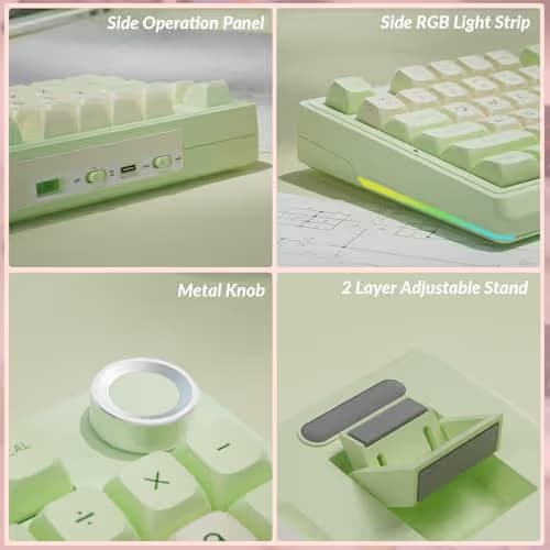 SOLAKAKA KI99 Pro Wireless Mechanical Keyboard Quiet Switch,Hot Swappable Pre-Lubed Switches Silent Keyboard with RGB Backlit,Gasket Structure Computer Gaming Keyboards(GreenWhite, Silent Switch) image