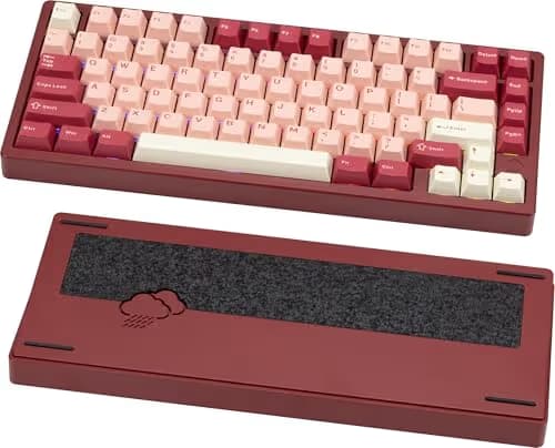 KEEBMONKEY WOBKEY Rainy 75 CNC Aluminum HMX/JWK/Cocoa Switches Triple-Mode Connectivity Mechanical Keyboard with Superior Acoustics, RGB/FR4/Silver SUS304/7000mAh/Cocoa Switch (Pro - Red Velvet) main image