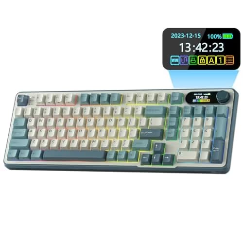 RK ROYAL KLUDGE S98 Mechanical Keyboard w/Smart Display & Knob, Top Mount 96% Wireless Mechanical Keyboard BT/2.4G/USB-C, Hot Swappable, Software Support, Creamy Sounding, 98 Keys image