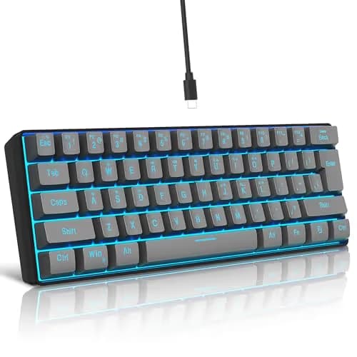 Snpurdiri 60% Wired Gaming Keyboard, RGB Backlit Ultra-Compact 61 Keys 60 Percent Mini Gaming Keyboard for PC/Mac Gamer, Typist, Travel, Easy to Carry on Business Trip(Iron Grey) main image
