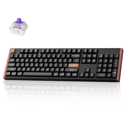 Keychron K10 HE Hall Effect Keyboard Wireless, Magnetic Switch Hot Swappable, Adjustable Actuation Rapid Trigger Mode with Aluminum + Wood Frame, Full-Size Custom RGB for Mac Windows Linux - Black main image