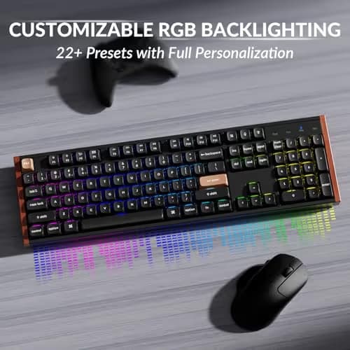 Keychron K10 HE Hall Effect Keyboard Wireless, Magnetic Switch Hot Swappable, Adjustable Actuation Rapid Trigger Mode with Aluminum + Wood Frame, Full-Size Custom RGB for Mac Windows Linux - Black image
