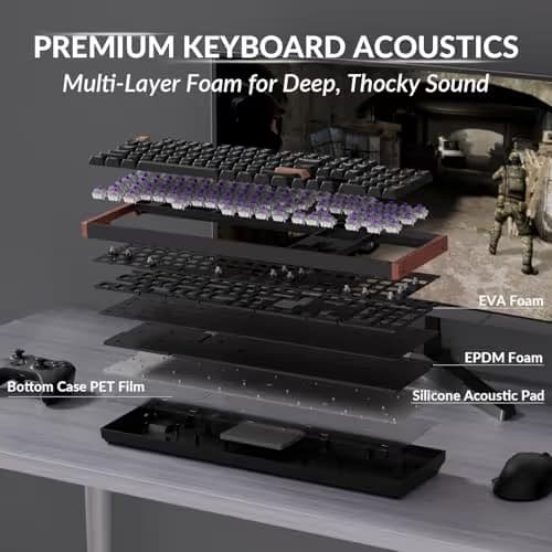 Keychron K10 HE Hall Effect Keyboard Wireless, Magnetic Switch Hot Swappable, Adjustable Actuation Rapid Trigger Mode with Aluminum + Wood Frame, Full-Size Custom RGB for Mac Windows Linux - Black image