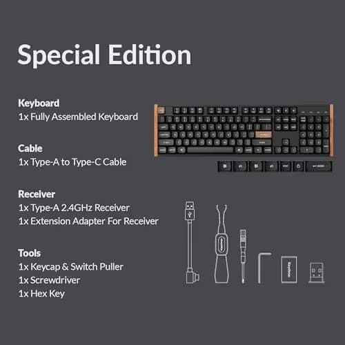 Keychron K10 HE Hall Effect Keyboard Wireless, Magnetic Switch Hot Swappable, Adjustable Actuation Rapid Trigger Mode with Aluminum + Wood Frame, Full-Size Custom RGB for Mac Windows Linux - Black image