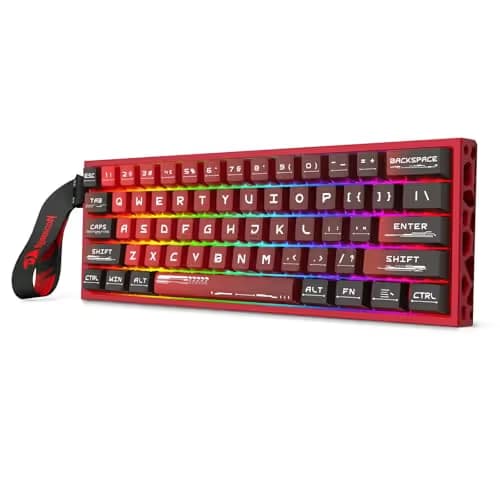 Redragon K753 HE Rapid Trigger Gaming Keyboard, 60% 61 Keys Wired Mechanical Keyboard w/Hype-Red Hollowed-Out Aluminum Base, Next-Gen UltraMag 100% POM Silky Rappid Trigger Magnetic Switch main image