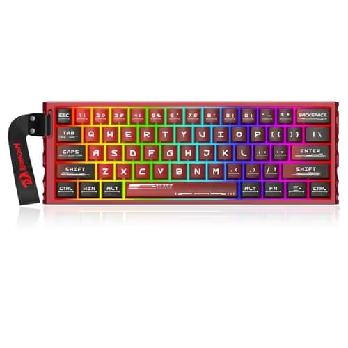 Redragon K753 HE Rapid Trigger Gaming Keyboard, 60% 61 Keys Wired Mechanical Keyboard w/Hype-Red Hollowed-Out Aluminum Base, Next-Gen UltraMag 100% POM Silky Rappid Trigger Magnetic Switch image