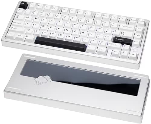 KEEBMONKEY WOBKEY Rainy 75 CNC Aluminum HMX/JWK/Cocoa Switches Triple-Mode Connectivity Mechanical Keyboard with Superior Acoustics, RGB/PP/Mirrored Glass/3500mAh/Violet Switch (Standard - Silver) main image
