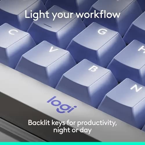 Logitech Alto Keys K98M Wireless Mechanical Keyboard, Customizable Keyboard with Vibration Absorbing Gasket, Backlit Keys, Bluetooth, USB-C Charging, for PC, Mac, Laptops - Lilac image