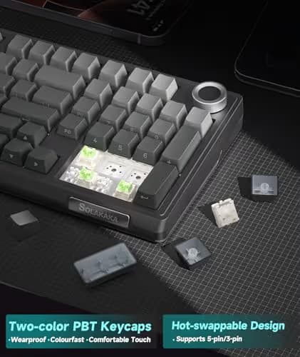 SOLAKAKA KI99 Pro 96% Wireless Mechanical Keyboard, RGB Gaming Keyboard, Hot-Swappable Pre-Lubed Switches, Gasket Structure Creamy Keyboards (Gradient-Black, Non-Silent Version) image