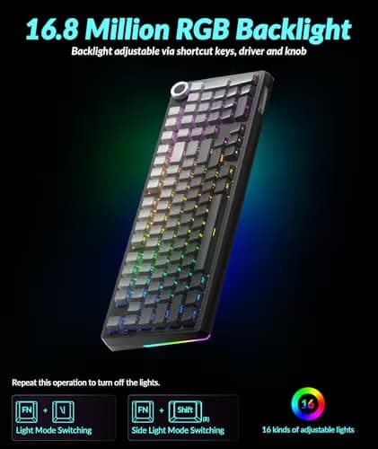 SOLAKAKA KI99 Pro 96% Wireless Mechanical Keyboard, RGB Gaming Keyboard, Hot-Swappable Pre-Lubed Switches, Gasket Structure Creamy Keyboards (Gradient-Black, Non-Silent Version) image