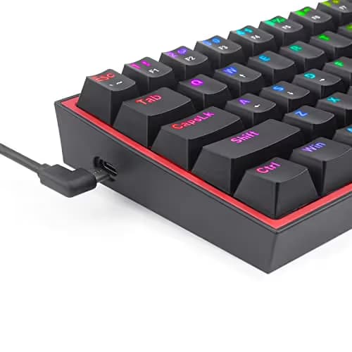 Redragon K617 Fizz 60% Wired RGB Gaming Keyboard, 61 Keys Hot-Swap Compact Mechanical Keyboard w/ 16.8M RGB Backlight, Red Inner Design, Programmable Linear Red Switch, Pro Software image