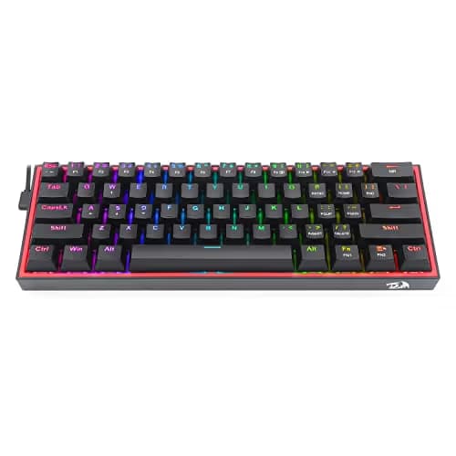 Redragon K617 Fizz 60% Wired RGB Gaming Keyboard, 61 Keys Hot-Swap Compact Mechanical Keyboard w/ 16.8M RGB Backlight, Red Inner Design, Programmable Linear Red Switch, Pro Software image