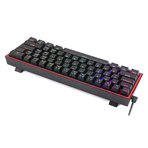 Redragon K617 Fizz 60% Wired RGB Gaming Keyboard, 61 Keys Hot-Swap Compact Mechanical Keyboard w/ 16.8M RGB Backlight, Red Inner Design, Programmable Linear Red Switch, Pro Software image