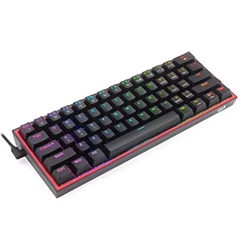 Redragon K617 Fizz 60% Wired RGB Gaming Keyboard, 61 Keys Hot-Swap Compact Mechanical Keyboard w/ 16.8M RGB Backlight, Red Inner Design, Programmable Linear Red Switch, Pro Software image