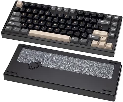 KEEBMONKEY WOBKEY Rainy 75 CNC Aluminum HMX/JWK/Cocoa Switches Triple-Mode Connectivity Mechanical Keyboard with Superior Acoustics, RGB/FR4/Silver SUS304/7000mAh/Cocoa Switch (Pro - Black) image