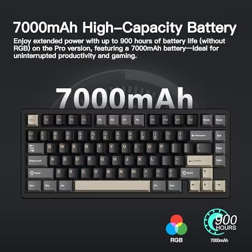KEEBMONKEY WOBKEY Rainy 75 CNC Aluminum HMX/JWK/Cocoa Switches Triple-Mode Connectivity Mechanical Keyboard with Superior Acoustics, RGB/FR4/Silver SUS304/7000mAh/Cocoa Switch (Pro - Black) image