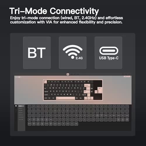KEEBMONKEY WOBKEY Rainy 75 CNC Aluminum HMX/JWK/Cocoa Switches Triple-Mode Connectivity Mechanical Keyboard with Superior Acoustics, RGB/FR4/Silver SUS304/7000mAh/Cocoa Switch (Pro - Black) image