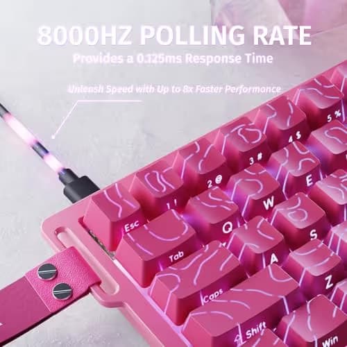 ATTACK SHARK X68HE Rapid Trigger Mechanical Gaming Keyboard 60% Wired with Adjustable Actuation,Hall Effect Magnetic Switch,8KHz Polling Rate,RGB Backlit,Top Mount,Side Printed Keycap(Rose Contour) image