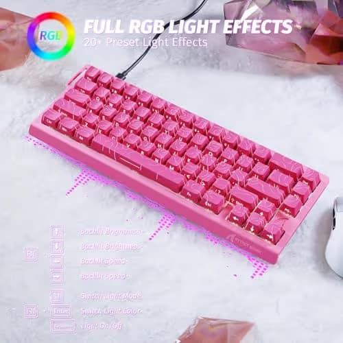 ATTACK SHARK X68HE Rapid Trigger Mechanical Gaming Keyboard 60% Wired with Adjustable Actuation,Hall Effect Magnetic Switch,8KHz Polling Rate,RGB Backlit,Top Mount,Side Printed Keycap(Rose Contour) image