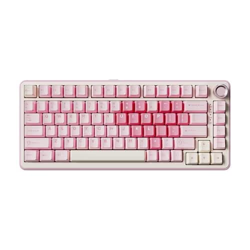 YUNZII B75 PRO Wireless Mechanical Keyboard,75% Layout with Knob,Hot Swap Gasket Custom Structure,Creamy Pre-lubed Switches,RGB Backlit,Bluetooth/Type-C/2.4G for Win/Mac(Cocoa Cream V2 Switch,Pink) main image