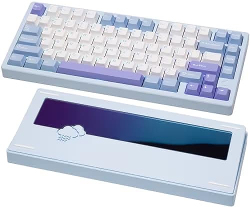 KEEBMONKEY WOBKEY Rainy 75 CNC Aluminum HMX/JWK/Cocoa Switches Triple-Mode Connectivity Mechanical Keyboard with Superior Acoustics, RGB/PP/Gradient Glass/3500mAh/Violet Switch (Standard - Blue) main image