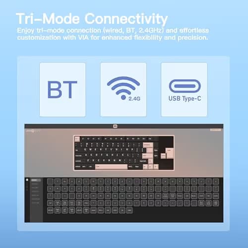 KEEBMONKEY WOBKEY Rainy 75 CNC Aluminum HMX/JWK/Cocoa Switches Triple-Mode Connectivity Mechanical Keyboard with Superior Acoustics, RGB/PP/Gradient Glass/3500mAh/Violet Switch (Standard - Blue) image