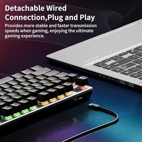 Newmen GM325Pro Mechanical Keyboard,104 Keys Rainbow LED Backlit Wired Gaming Keyboards,Hot-Swap Metal Panel ABS Black Keycaps Gaming Mechanical Keyboard for Windows Laptop PC Linear Red Switches image