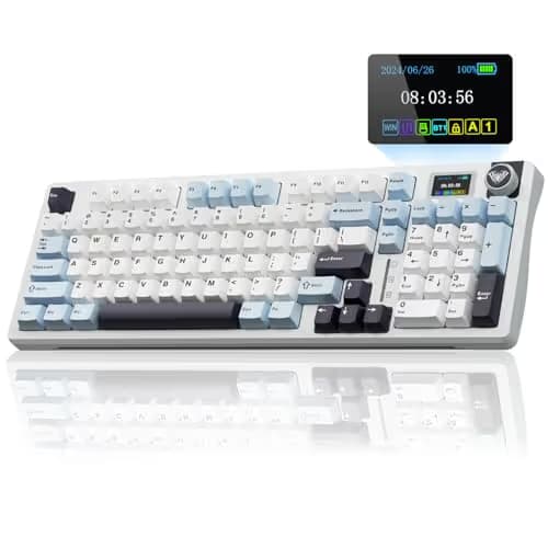 AULA S98 Pro Wireless Mechanical Keyboard,Smart Screen & Knob,Tri-Mode BT5.0/USB-C/2.4GHz Creamy Keyboard,Pre-lubed Linear Switches,Hot Swappable RGB Backlit Computer Gaming Keyboards main image