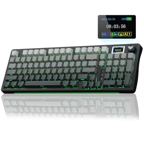 AULA S98 Pro Wireless Mechanical Keyboard with Screen & Knob,2.4GHz/USB-C/BT5.0 Hot Swappable Creamy Keyboard,Pre-lubed Linear Switches,Side Printed PBT Keycaps,RGB Backlit Gaming Keyboards main image