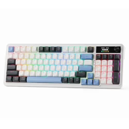 Redragon K719 Wireless Gasket Gaming Keyboard w/Hype Screen & Knob, 95 Keys Mechanical Keyboard, Easy-Control 1.14’’ TFT Info Display, 5-Layer Noise Dampener, Round PBT Keycaps, Mint Mambo Switch main image