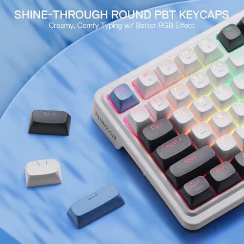 Redragon K719 Wireless Gasket Gaming Keyboard w/Hype Screen & Knob, 95 Keys Mechanical Keyboard, Easy-Control 1.14’’ TFT Info Display, 5-Layer Noise Dampener, Round PBT Keycaps, Mint Mambo Switch image