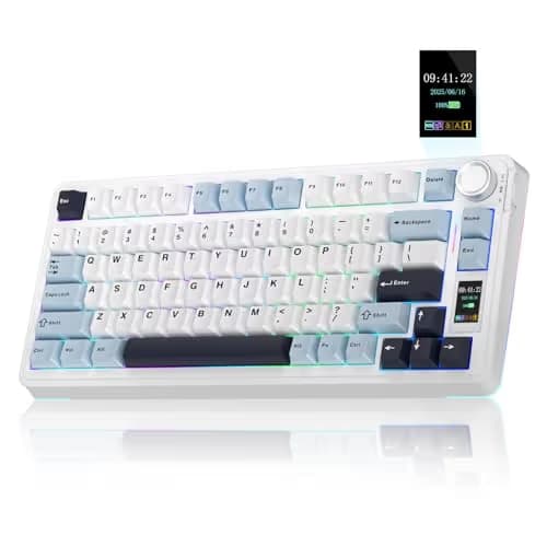 AULA S75 PRO Wireless Mechanical Keyboard with Screen&Knob, 75% Hot Swappable Gaming Keyboard with Pre-lubed Switches, RGB Backlit, PBT Keycaps Creamy Sounding Pc Gaming Keyboards main image